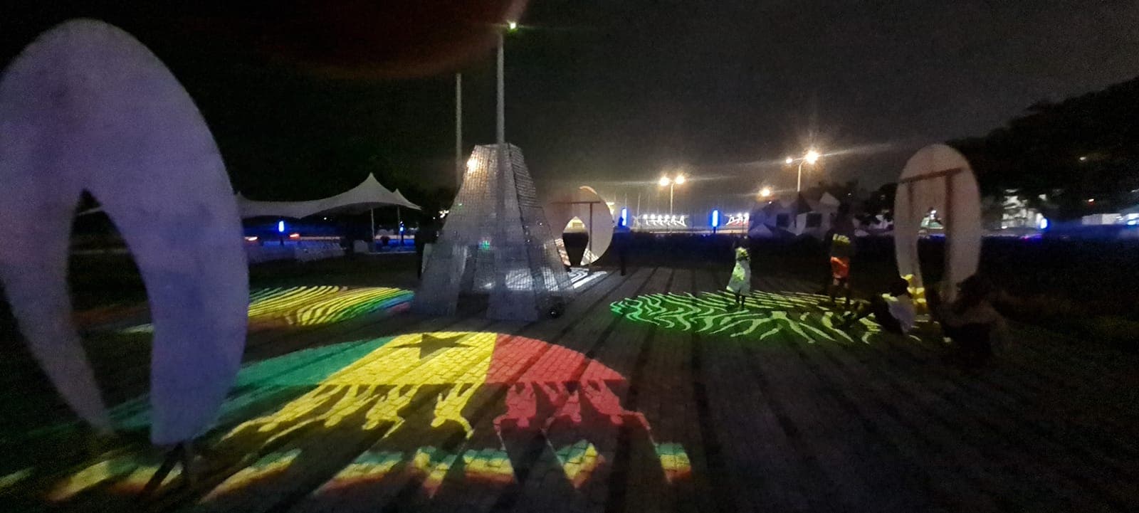 Coloured light thrown across the stone
